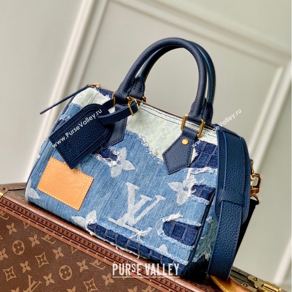 Louis Vuitton Speedy 25 Bandouliere in Blue Denim M15276 2025 (K-25102711)