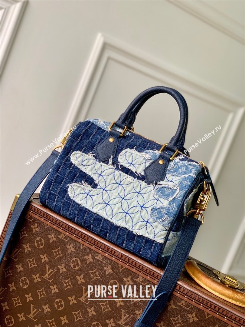 Louis Vuitton Speedy 25 Bandouliere in Blue Denim M15276 2025 (K-25102711)