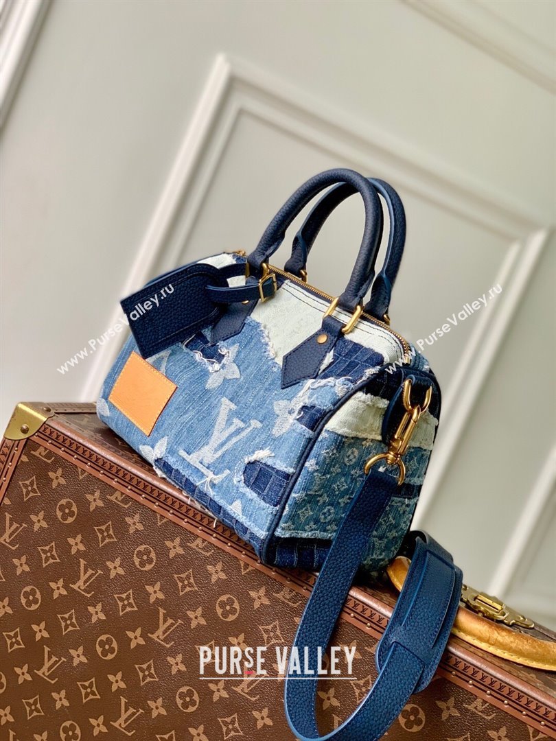 Louis Vuitton Speedy 25 Bandouliere in Blue Denim M15276 2025 (K-25102711)