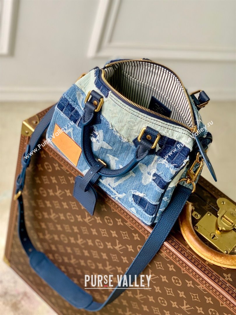 Louis Vuitton Speedy 25 Bandouliere in Blue Denim M15276 2025 (K-25102711)