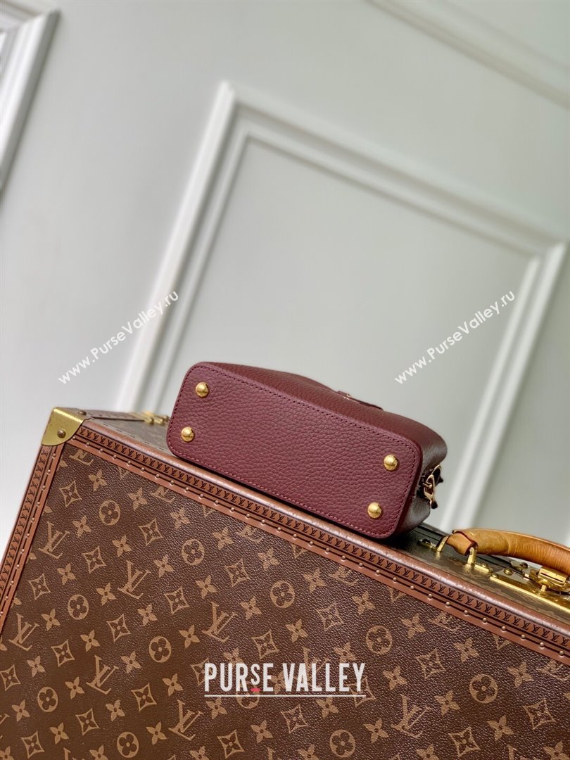 Louis Vuitton Capucines Mini Bag in Taurillon Leather M25893 Burgundy 2025 (K-25110404)
