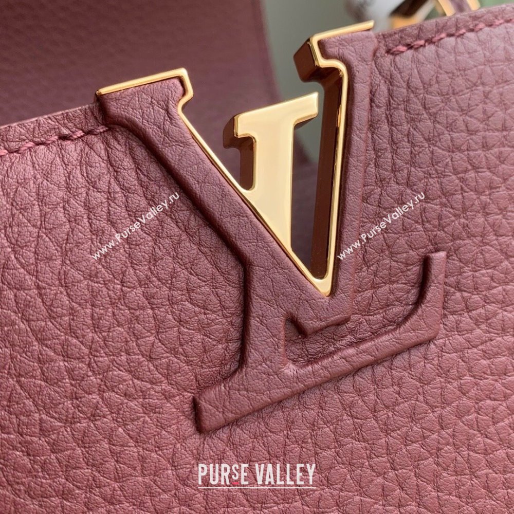 Louis Vuitton Capucines Mini Bag in Taurillon Leather M25893 Burgundy 2025 (K-25110404)