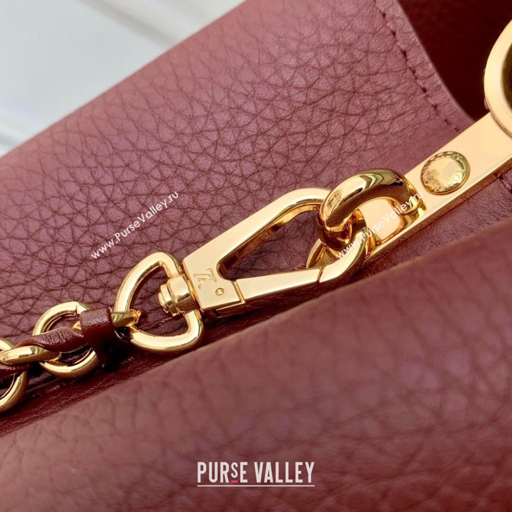 Louis Vuitton Capucines Mini Bag in Taurillon Leather M25893 Burgundy 2025 (K-25110404)