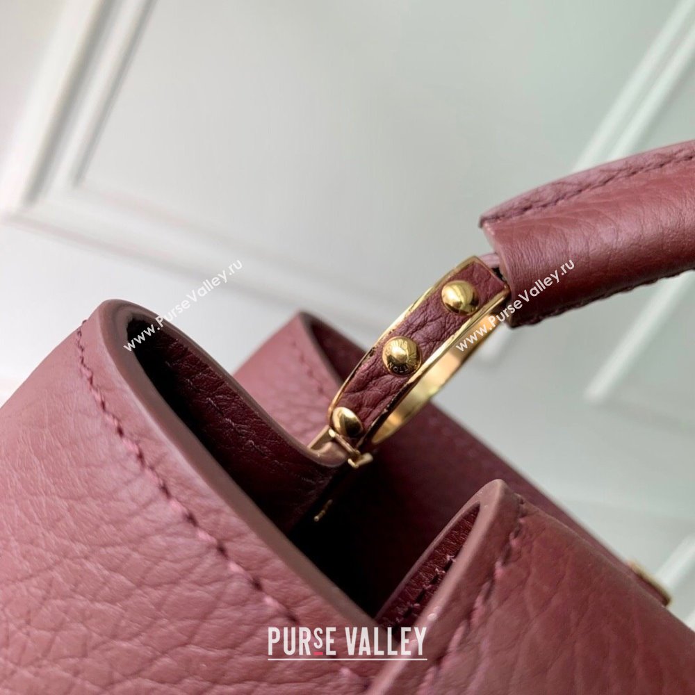 Louis Vuitton Capucines Mini Bag in Taurillon Leather M25893 Burgundy 2025 (K-25110404)