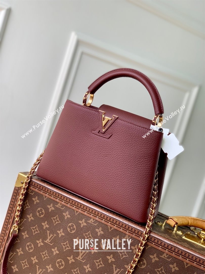 Louis Vuitton Capucines BB Bag in Taurillon Leather M25893 Burgundy 2025 (K-25110405)