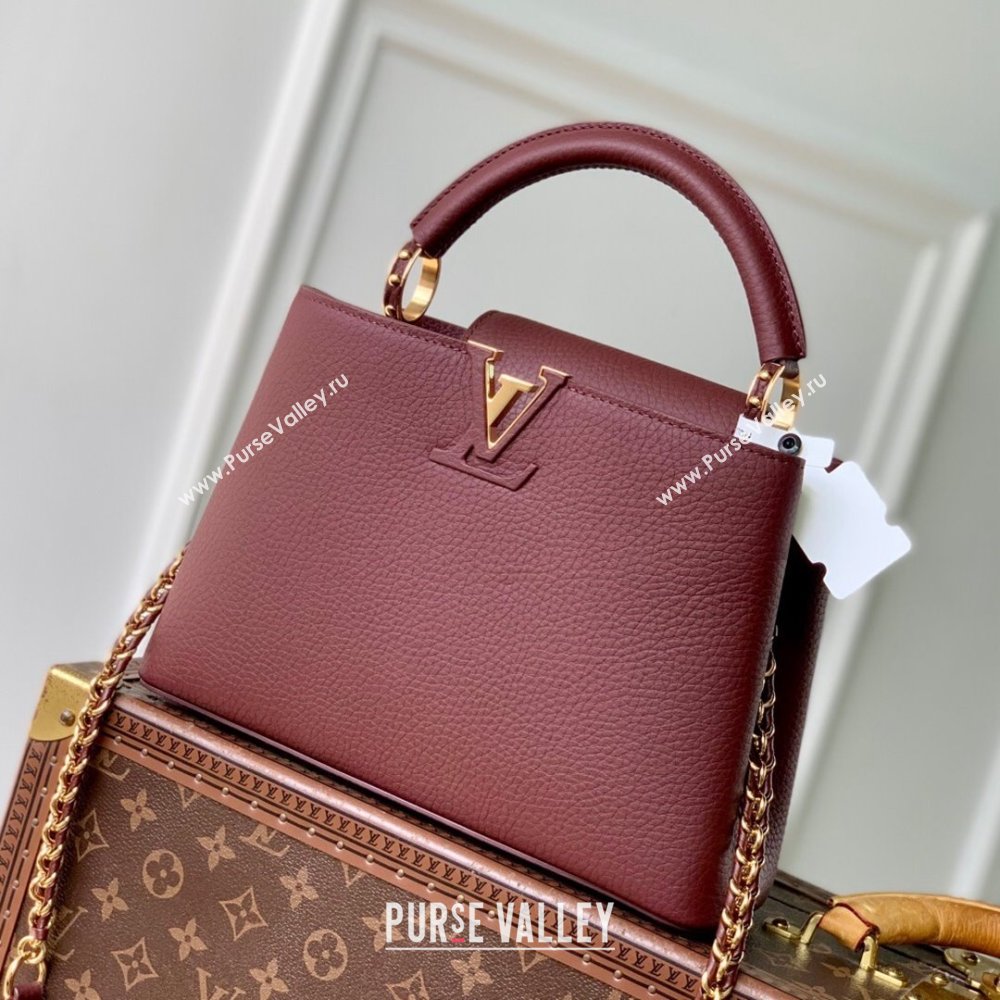 Louis Vuitton Capucines BB Bag in Taurillon Leather M25893 Burgundy 2025 (K-25110405)
