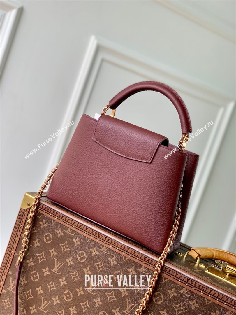 Louis Vuitton Capucines BB Bag in Taurillon Leather M25893 Burgundy 2025 (K-25110405)