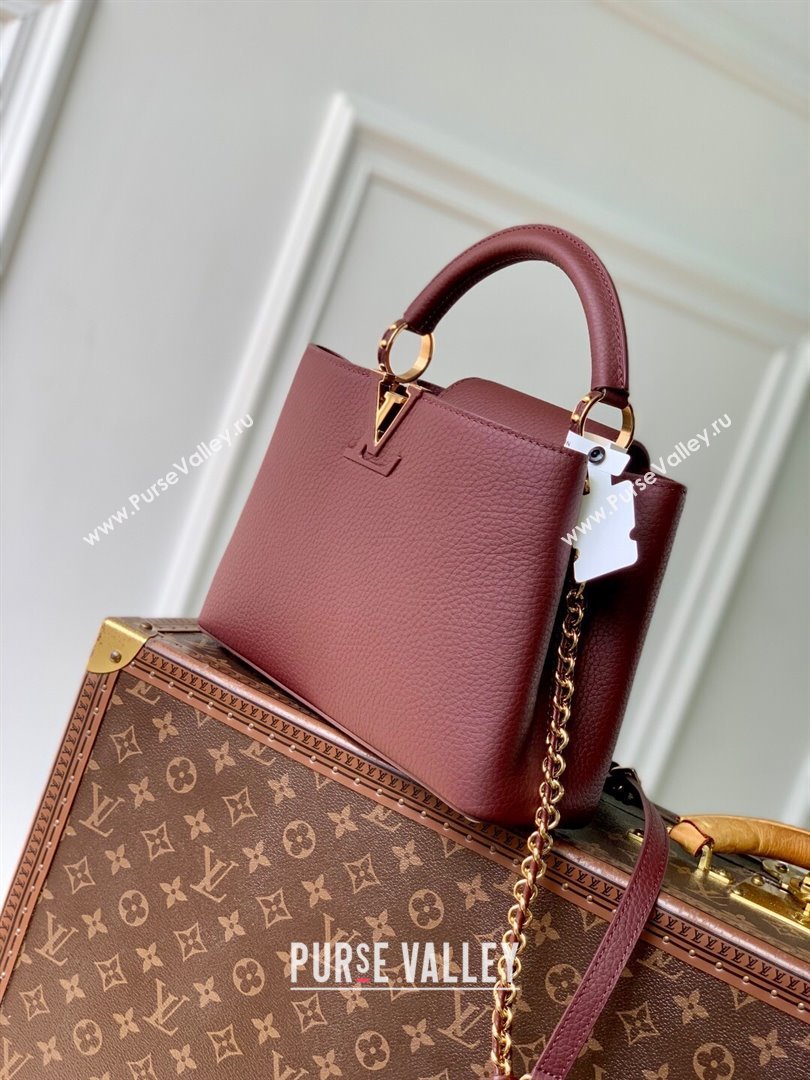 Louis Vuitton Capucines BB Bag in Taurillon Leather M25893 Burgundy 2025 (K-25110405)