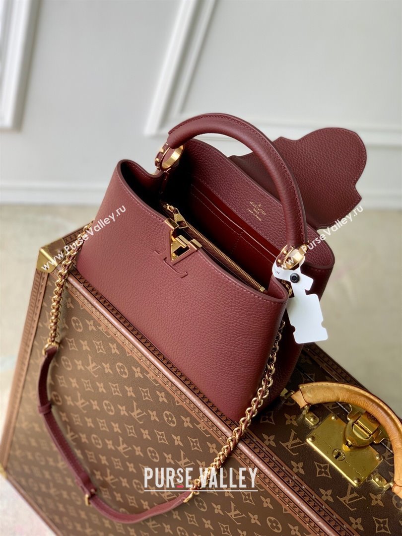 Louis Vuitton Capucines BB Bag in Taurillon Leather M25893 Burgundy 2025 (K-25110405)