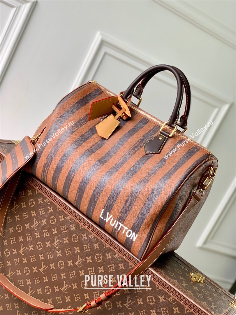 Louis Vuitton Speedy P9 Bandouliere 40 Bag in Stripe Calf Leather M24438 Brown 2025 (K-25110403)