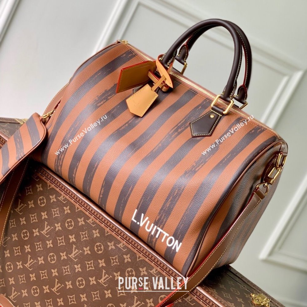 Louis Vuitton Speedy P9 Bandouliere 40 Bag in Stripe Calf Leather M24438 Brown 2025 (K-25110403)