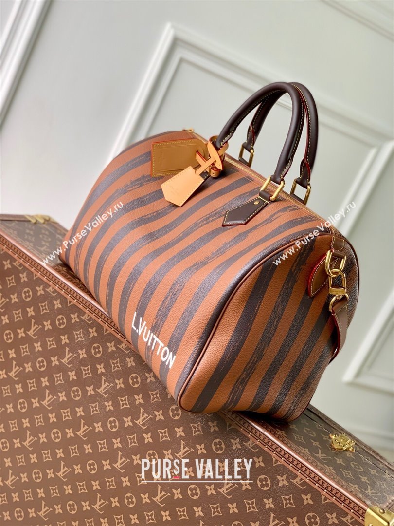 Louis Vuitton Speedy P9 Bandouliere 40 Bag in Stripe Calf Leather M24438 Brown 2025 (K-25110403)