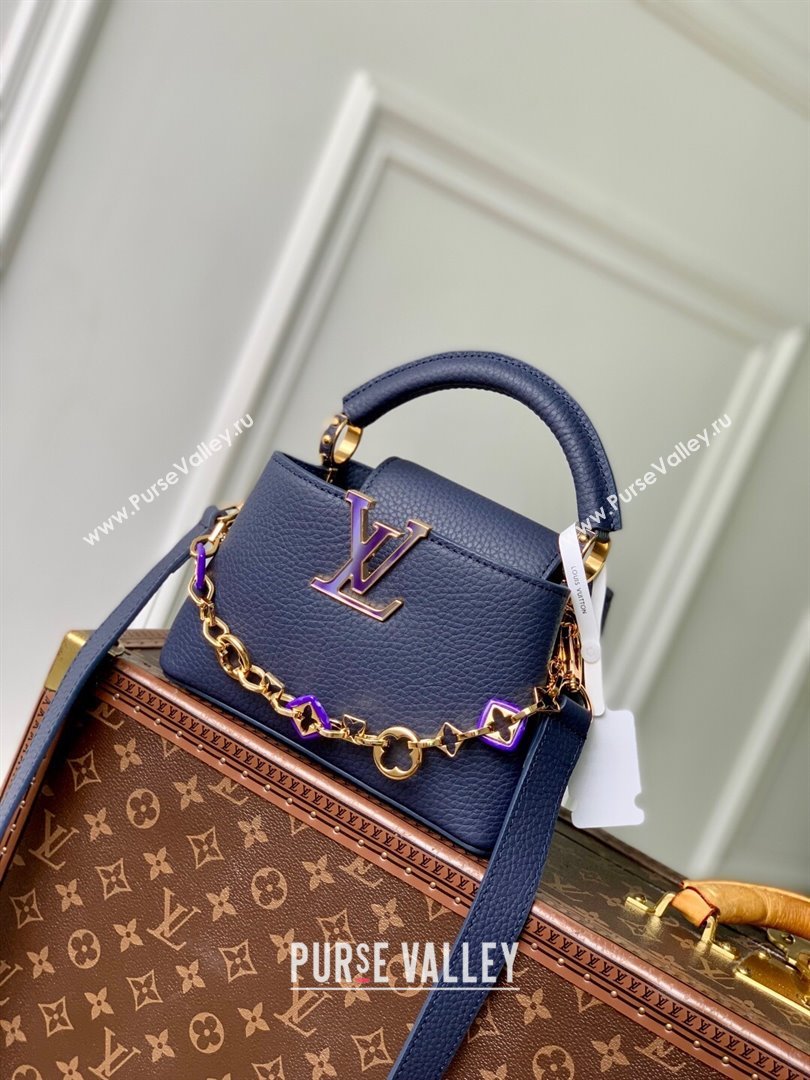 Louis Vuitton Capucines Mini Bag with Chain in Blue Taurillon Leather M14970 2025 (K-25102506)