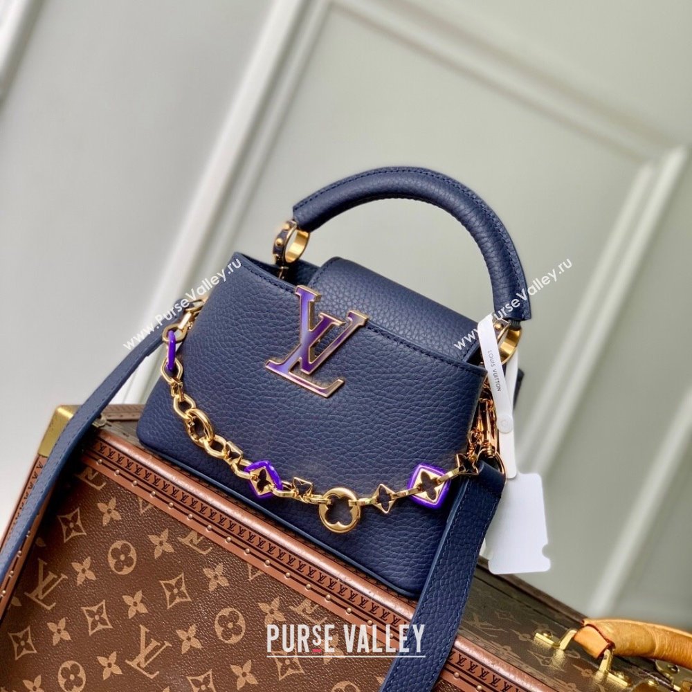 Louis Vuitton Capucines Mini Bag with Chain in Blue Taurillon Leather M14970 2025 (K-25102506)
