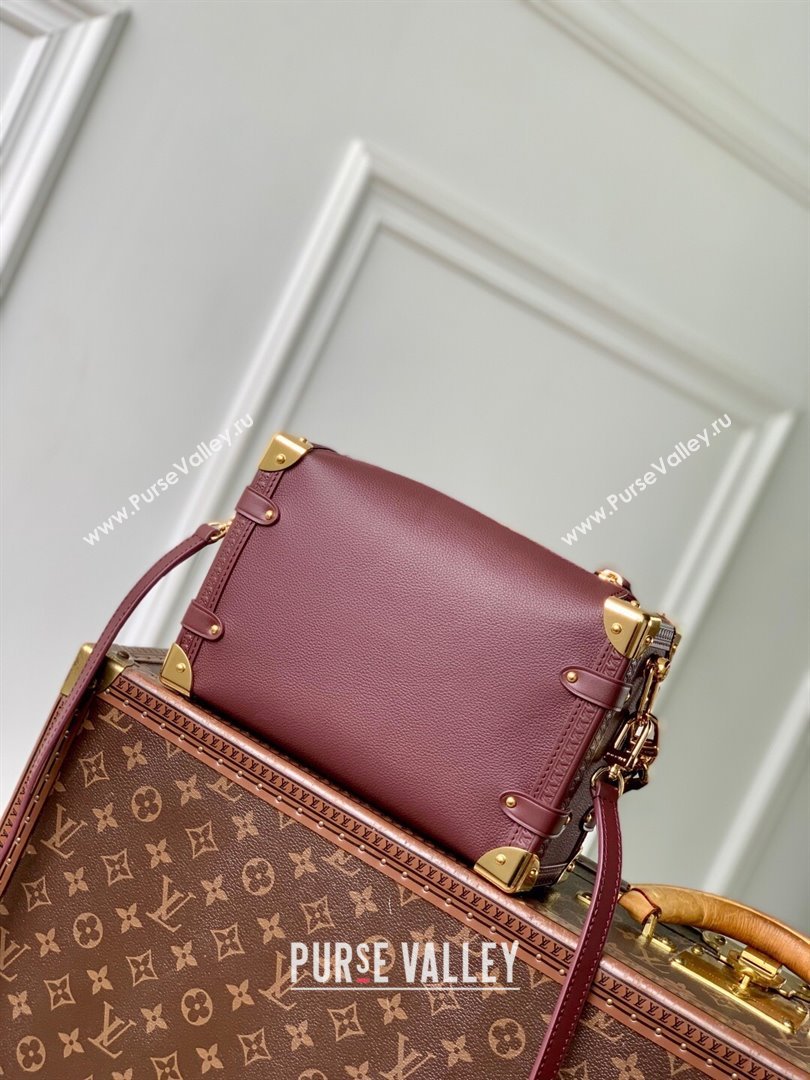 Louis Vuitton Side Trunk MM Bag in Grained Cowhide Leather M25669 Burgundy 2025 (K-25102503)