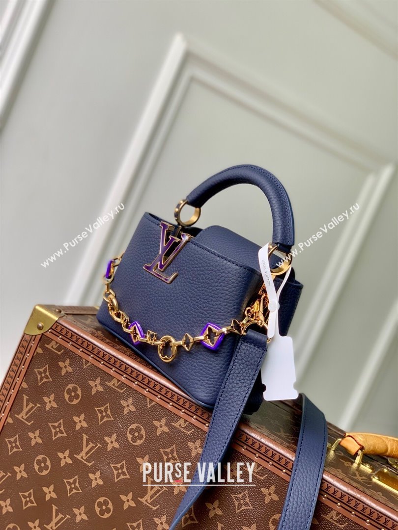 Louis Vuitton Capucines Mini Bag with Chain in Blue Taurillon Leather M14970 2025 (K-25102506)
