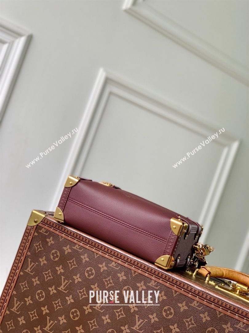 Louis Vuitton Side Trunk MM Bag in Grained Cowhide Leather M25669 Burgundy 2025 (K-25102503)