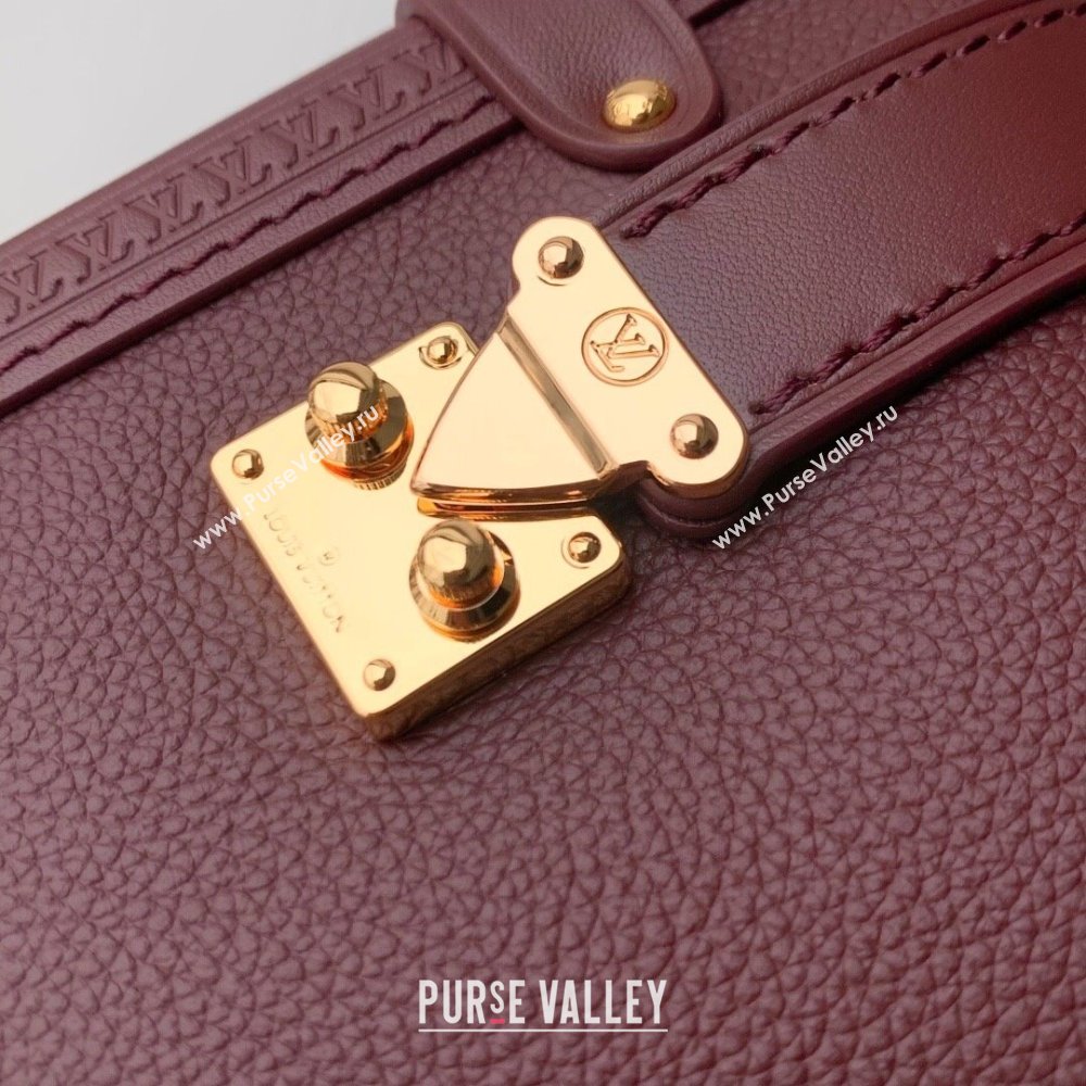 Louis Vuitton Side Trunk MM Bag in Grained Cowhide Leather M25669 Burgundy 2025 (K-25102503)
