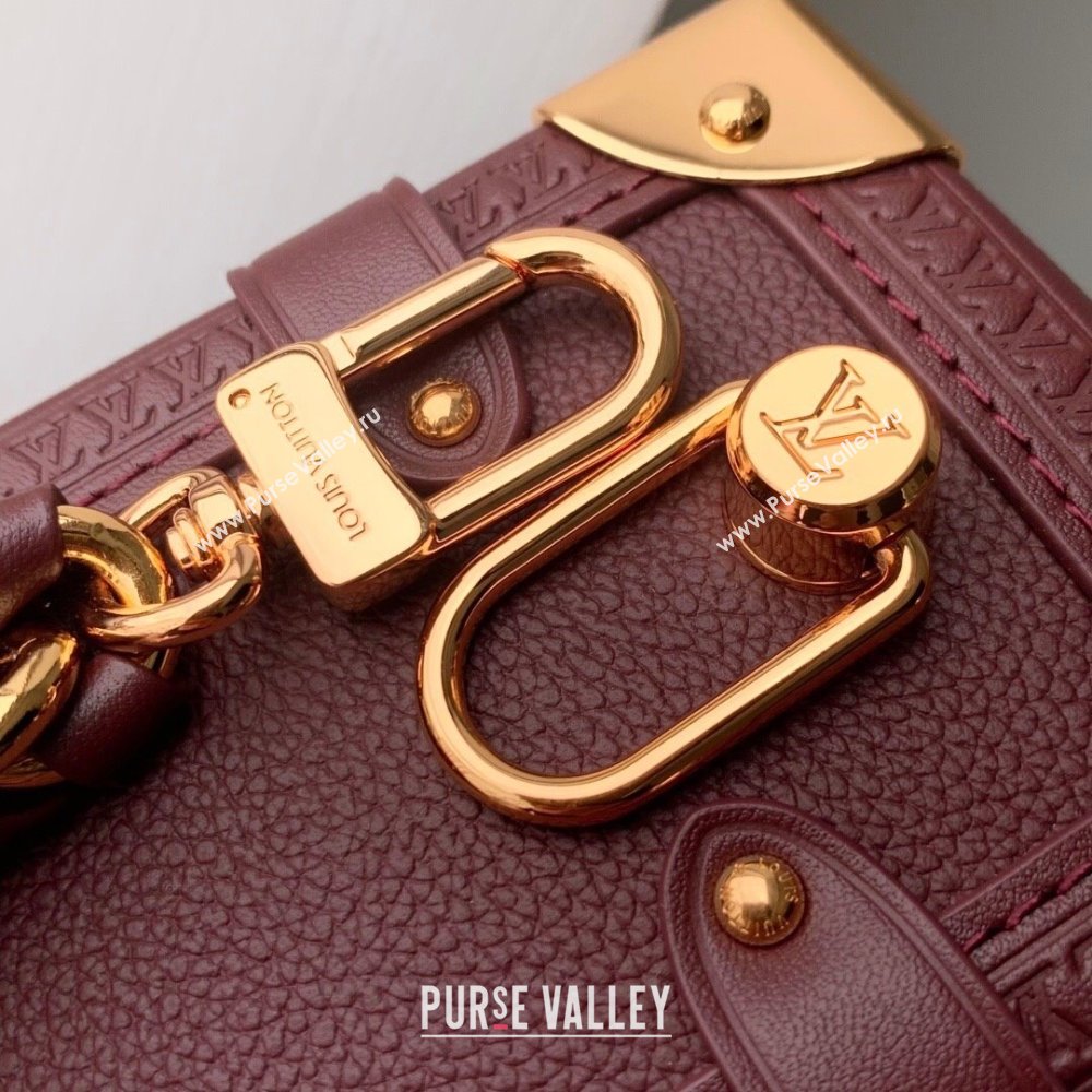 Louis Vuitton Side Trunk MM Bag in Grained Cowhide Leather M25669 Burgundy 2025 (K-25102503)