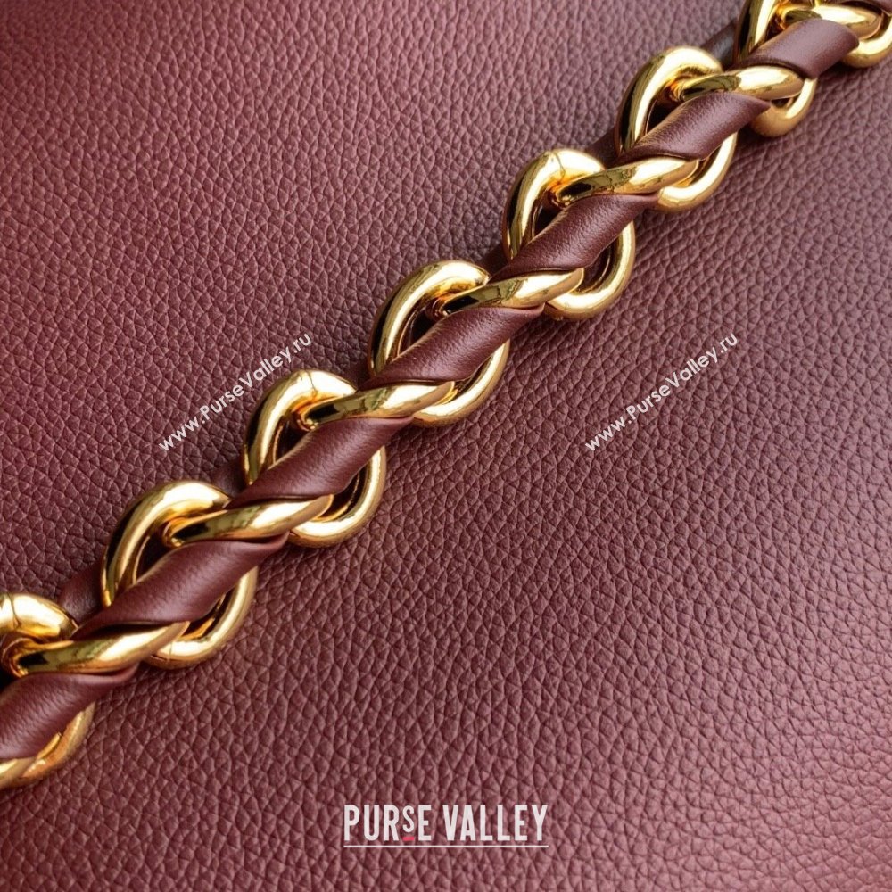 Louis Vuitton Side Trunk MM Bag in Grained Cowhide Leather M25669 Burgundy 2025 (K-25102503)