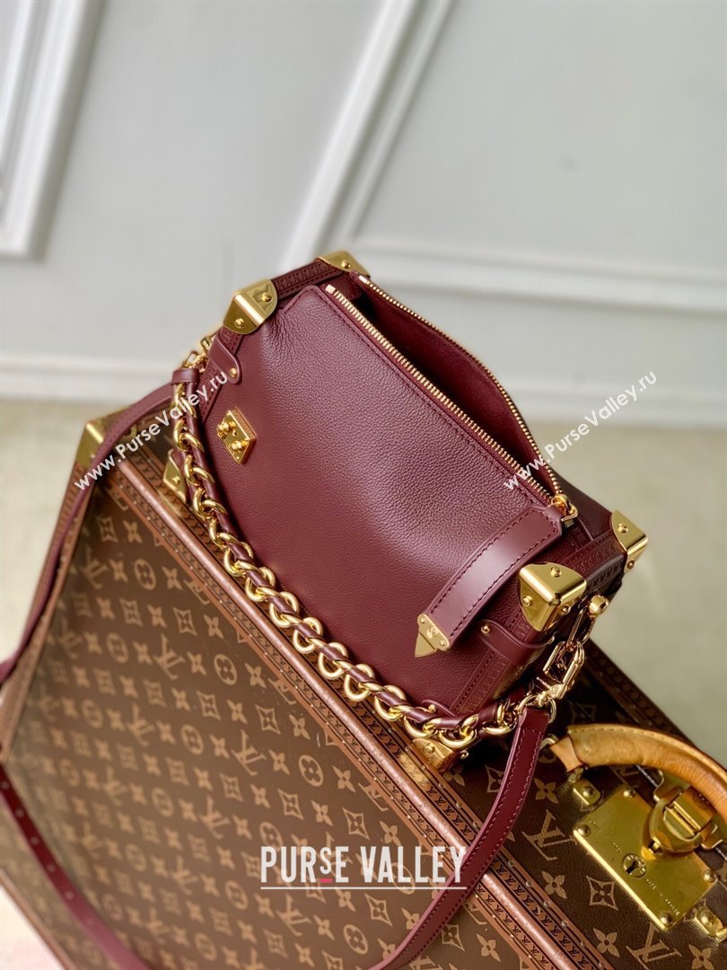 Louis Vuitton Side Trunk MM Bag in Grained Cowhide Leather M25669 Burgundy 2025 (K-25102503)