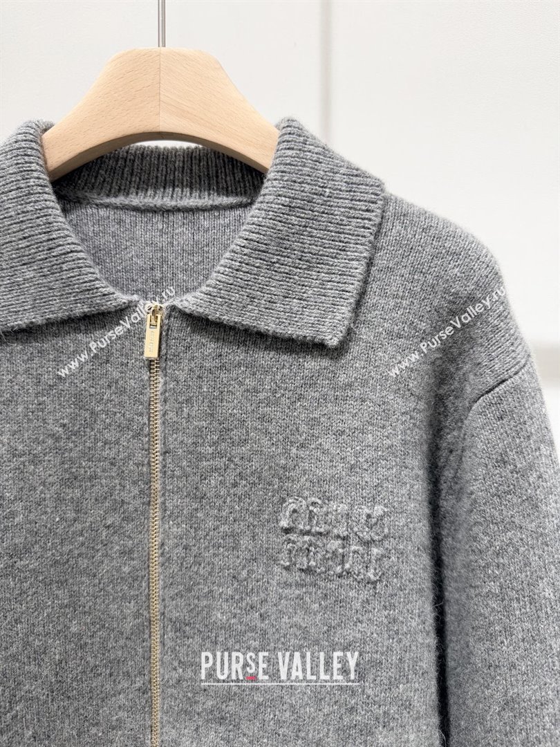 Miu Miu Wool  Cashmere Zipped Cardigan M102801 Grey 2025 (Q-25102502)
