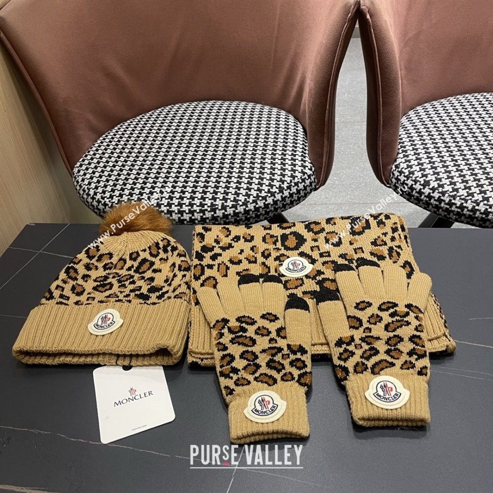 Moncler Wool Hat, Gloves  Scarf M103025 Brown 2025 (A-25103025)