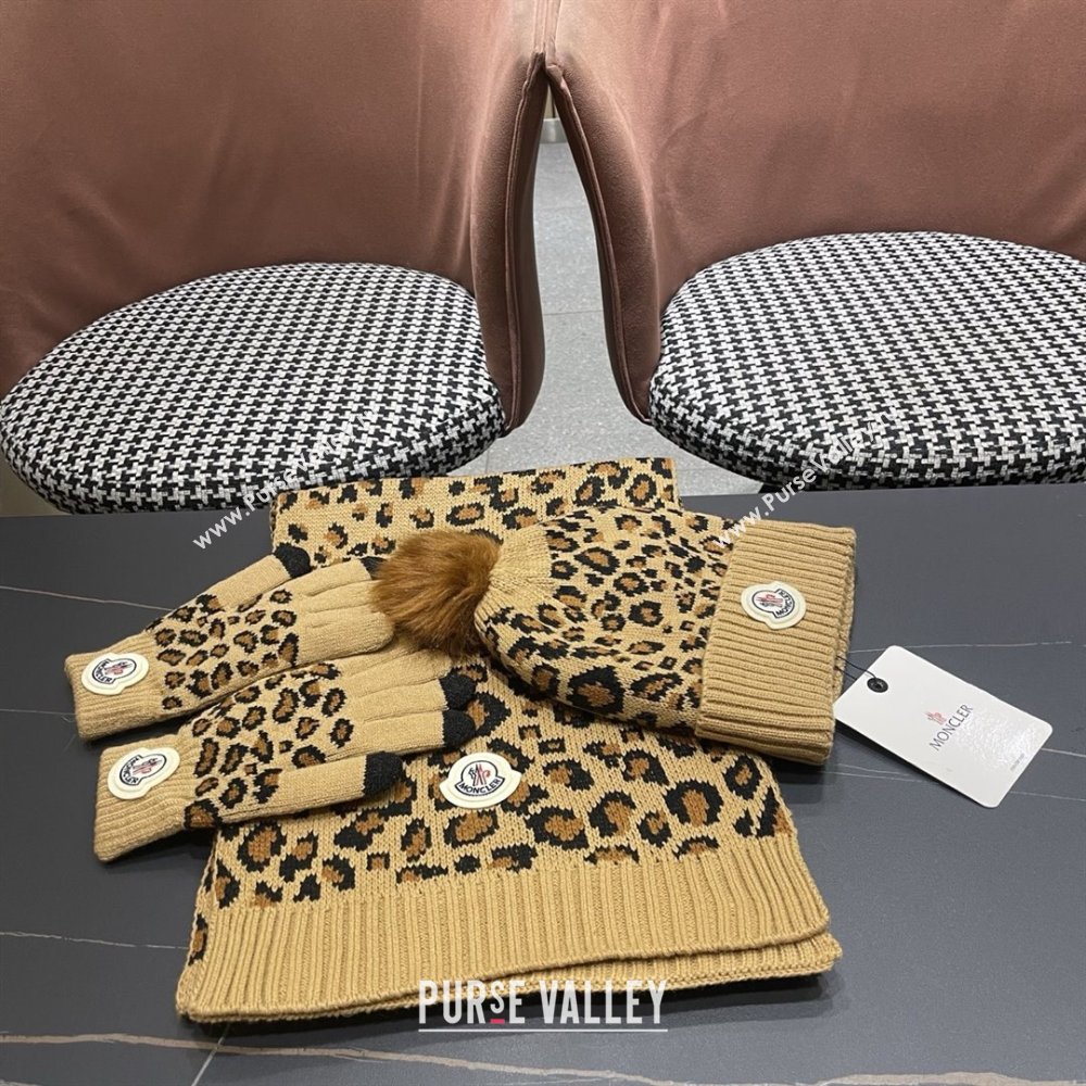 Moncler Wool Hat, Gloves  Scarf M103025 Brown 2025 (A-25103025)