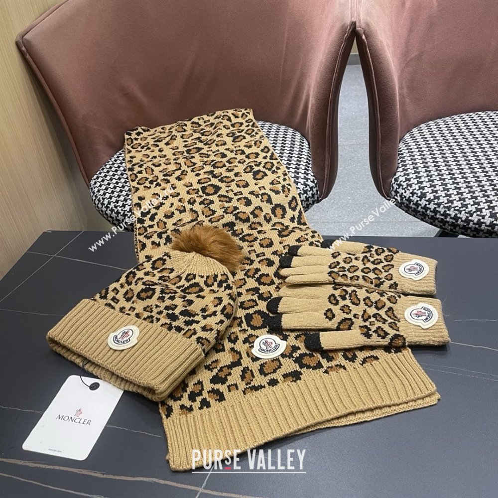 Moncler Wool Hat, Gloves  Scarf M103025 Brown 2025 (A-25103025)