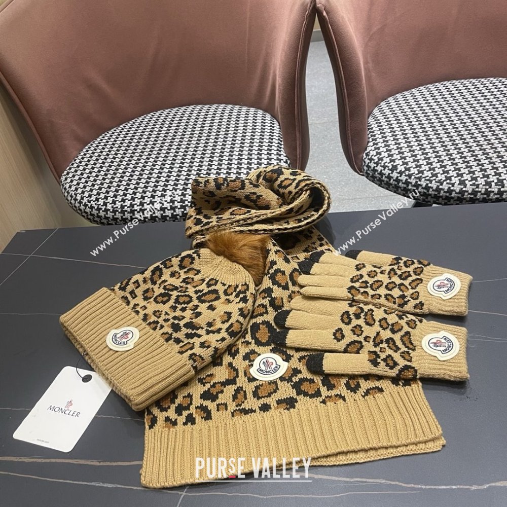 Moncler Wool Hat, Gloves  Scarf M103025 Brown 2025 (A-25103025)