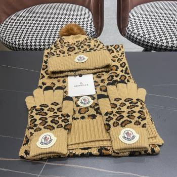 Moncler Wool Hat, Gloves Scarf M103025 Brown 2025 (A-25103025)