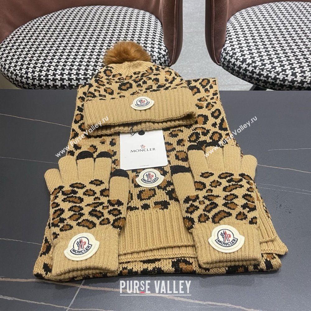 Moncler Wool Hat, Gloves  Scarf M103025 Brown 2025 (A-25103025)