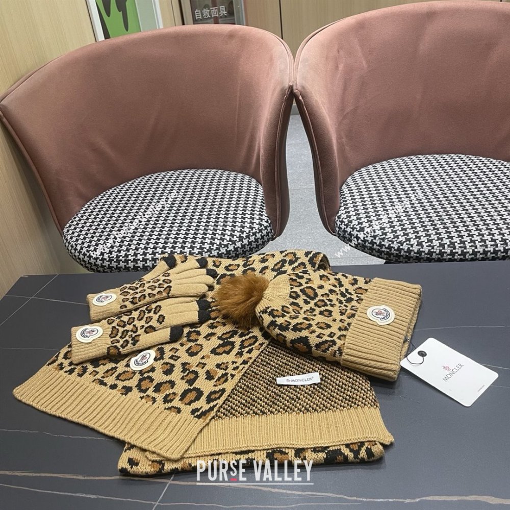 Moncler Wool Hat, Gloves  Scarf M103025 Brown 2025 (A-25103025)