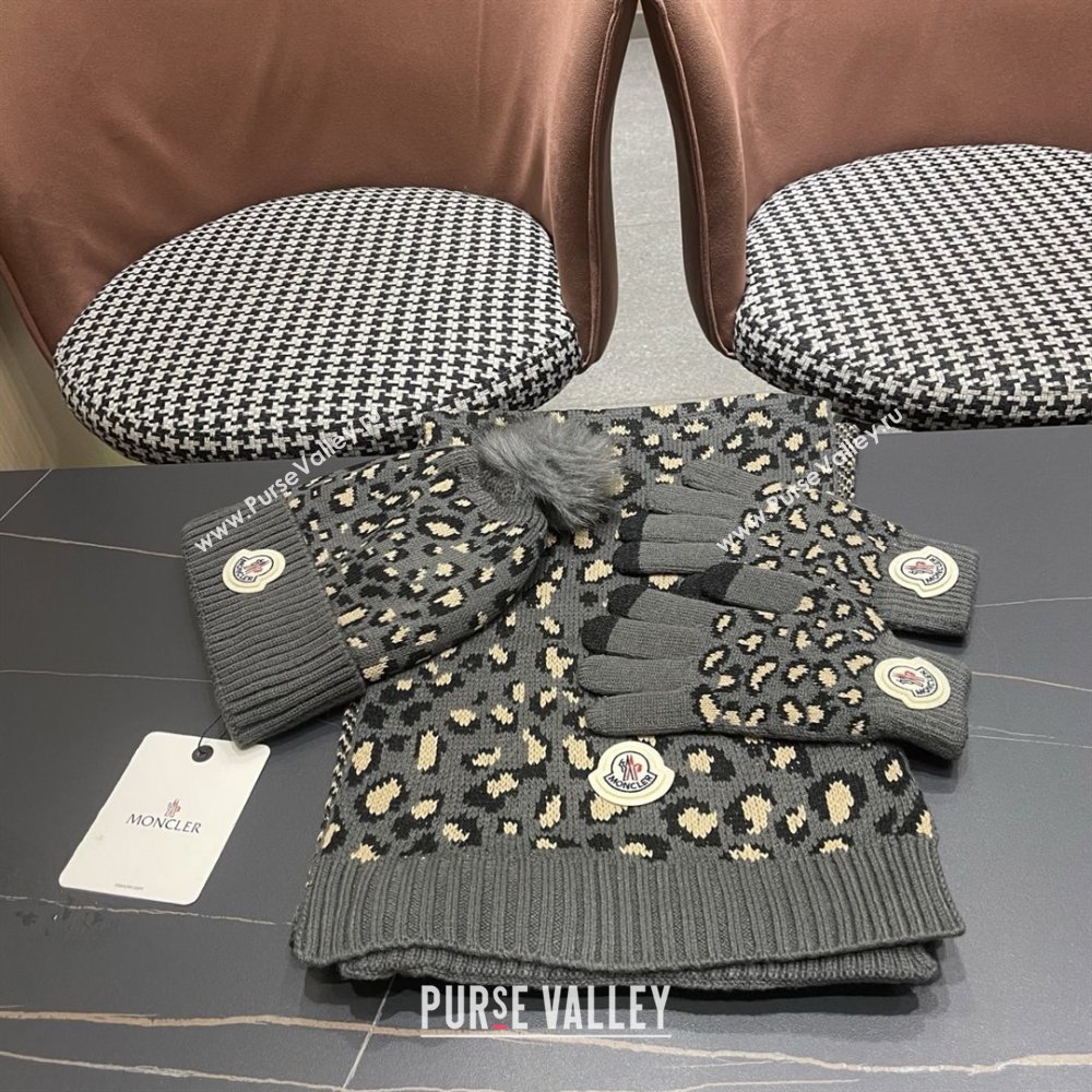 Moncler Wool Hat, Gloves  Scarf M103026 Deep Grey 2025 (A-25103026)