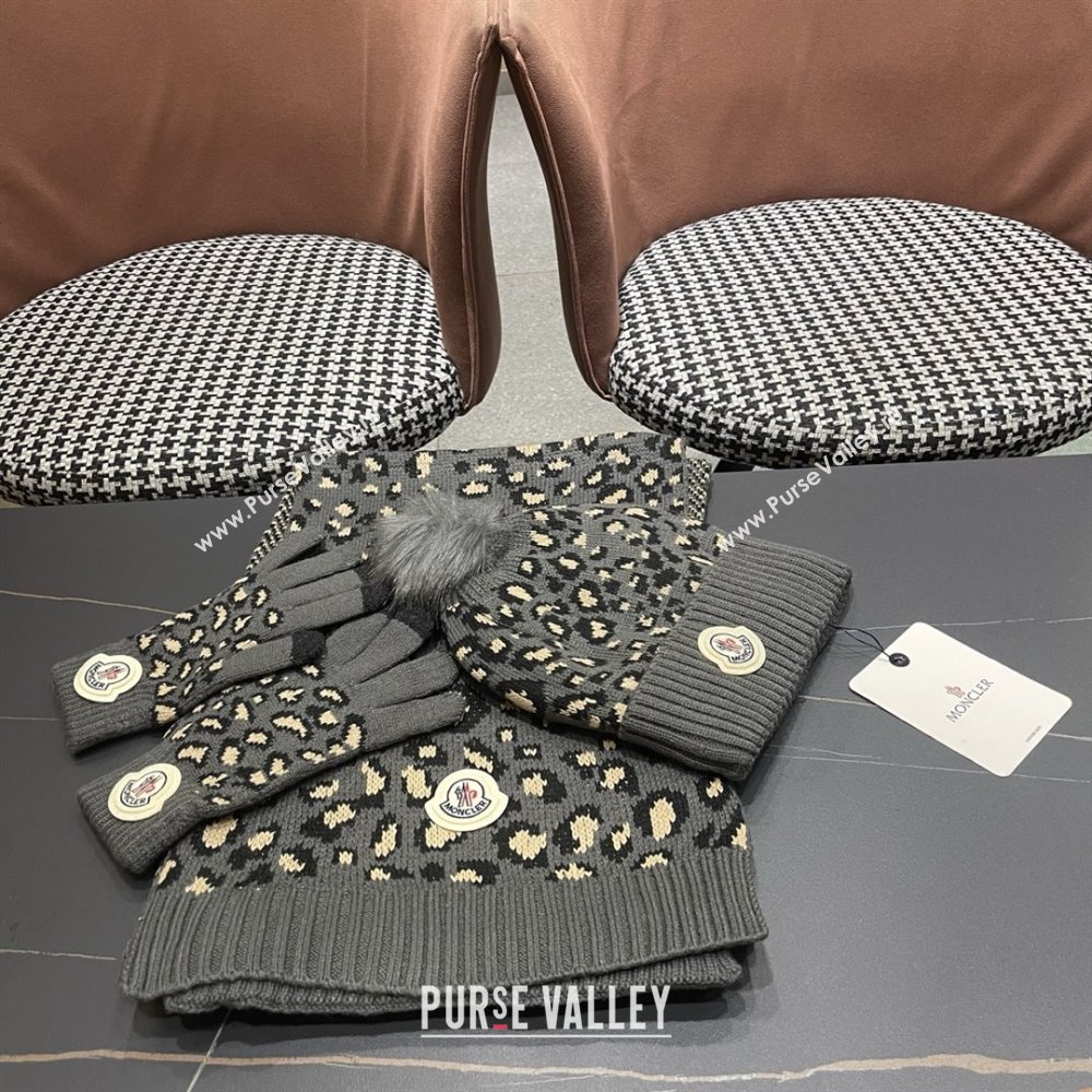 Moncler Wool Hat, Gloves  Scarf M103026 Deep Grey 2025 (A-25103026)