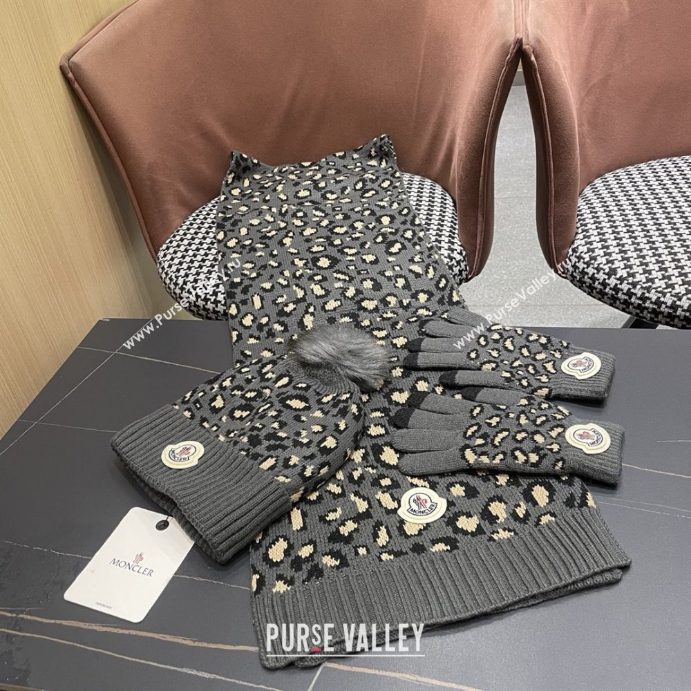 Moncler Wool Hat, Gloves  Scarf M103026 Deep Grey 2025 (A-25103026)