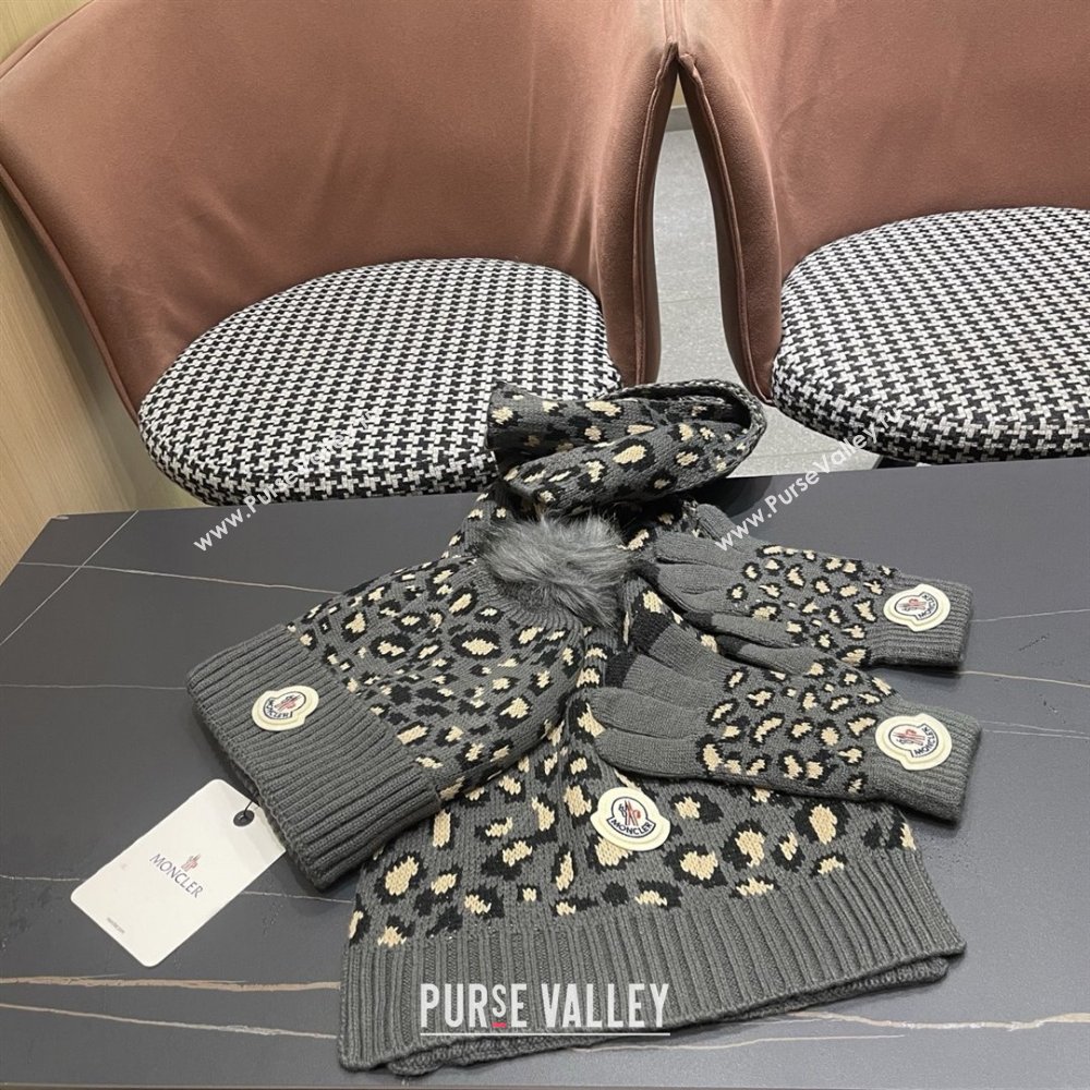 Moncler Wool Hat, Gloves  Scarf M103026 Deep Grey 2025 (A-25103026)
