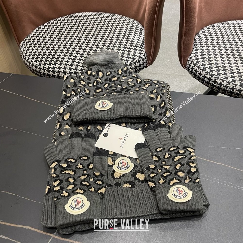 Moncler Wool Hat, Gloves  Scarf M103026 Deep Grey 2025 (A-25103026)