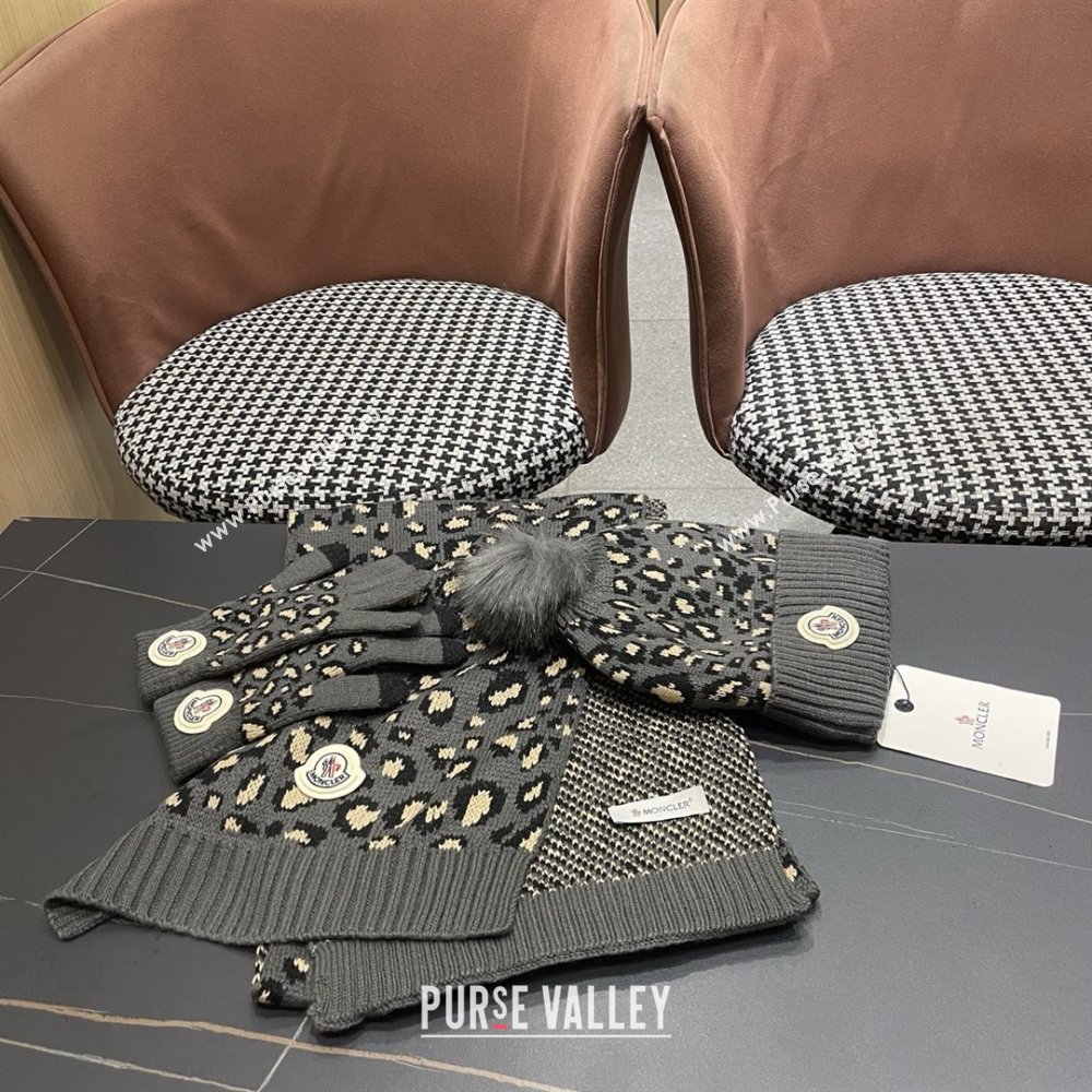Moncler Wool Hat, Gloves  Scarf M103026 Deep Grey 2025 (A-25103026)