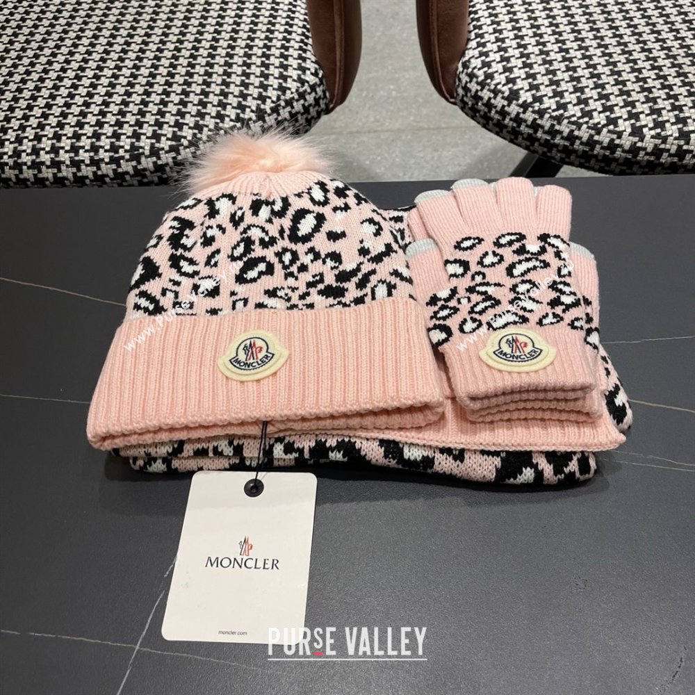 Moncler Wool Hat, Gloves  Scarf M103027 Pink 2025 (A-25103027)
