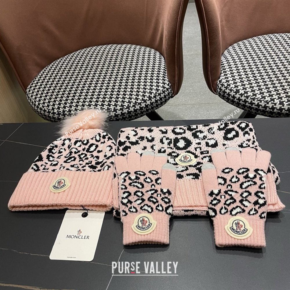 Moncler Wool Hat, Gloves  Scarf M103027 Pink 2025 (A-25103027)