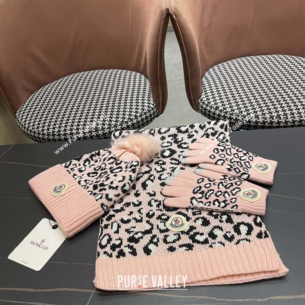 Moncler Wool Hat, Gloves  Scarf M103027 Pink 2025 (A-25103027)