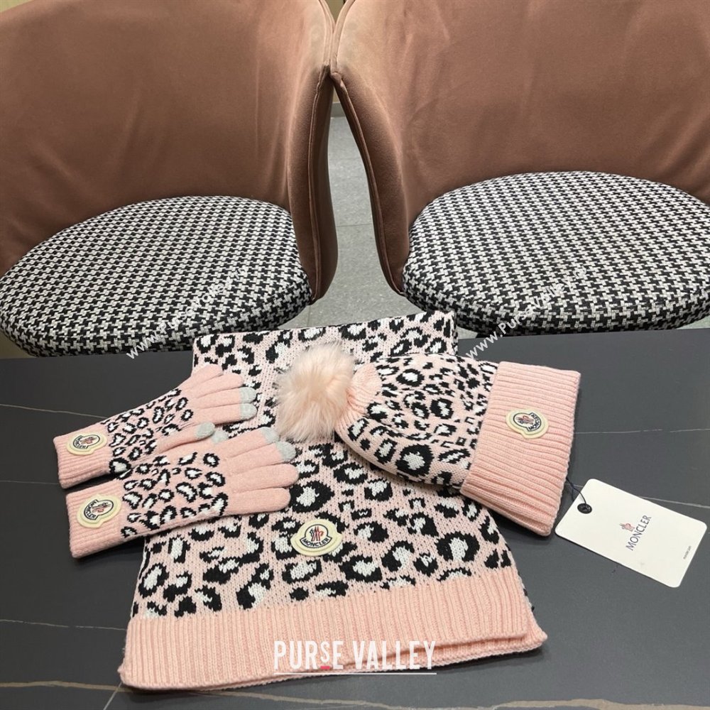 Moncler Wool Hat, Gloves  Scarf M103027 Pink 2025 (A-25103027)