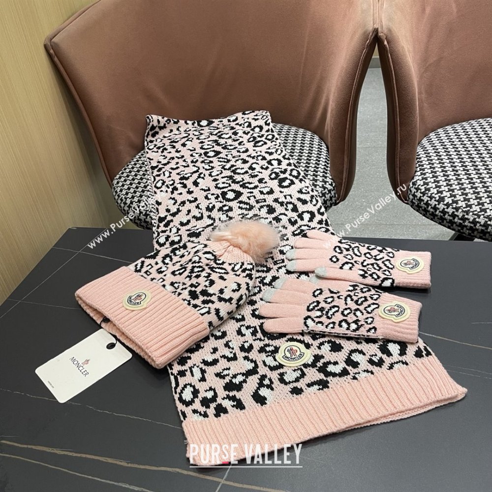 Moncler Wool Hat, Gloves  Scarf M103027 Pink 2025 (A-25103027)