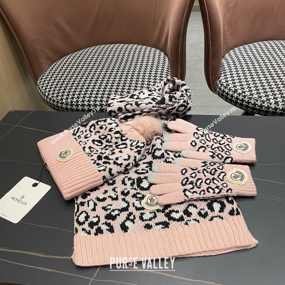 Moncler Wool Hat, Gloves  Scarf M103027 Pink 2025 (A-25103027)