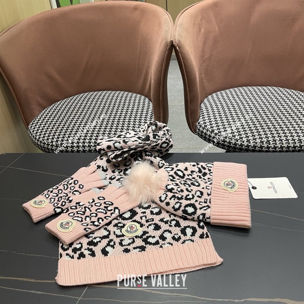 Moncler Wool Hat, Gloves  Scarf M103027 Pink 2025 (A-25103027)