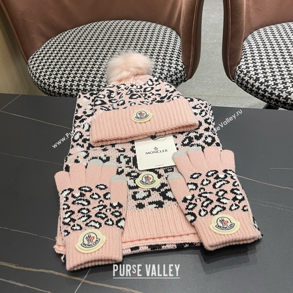 Moncler Wool Hat, Gloves  Scarf M103027 Pink 2025 (A-25103027)