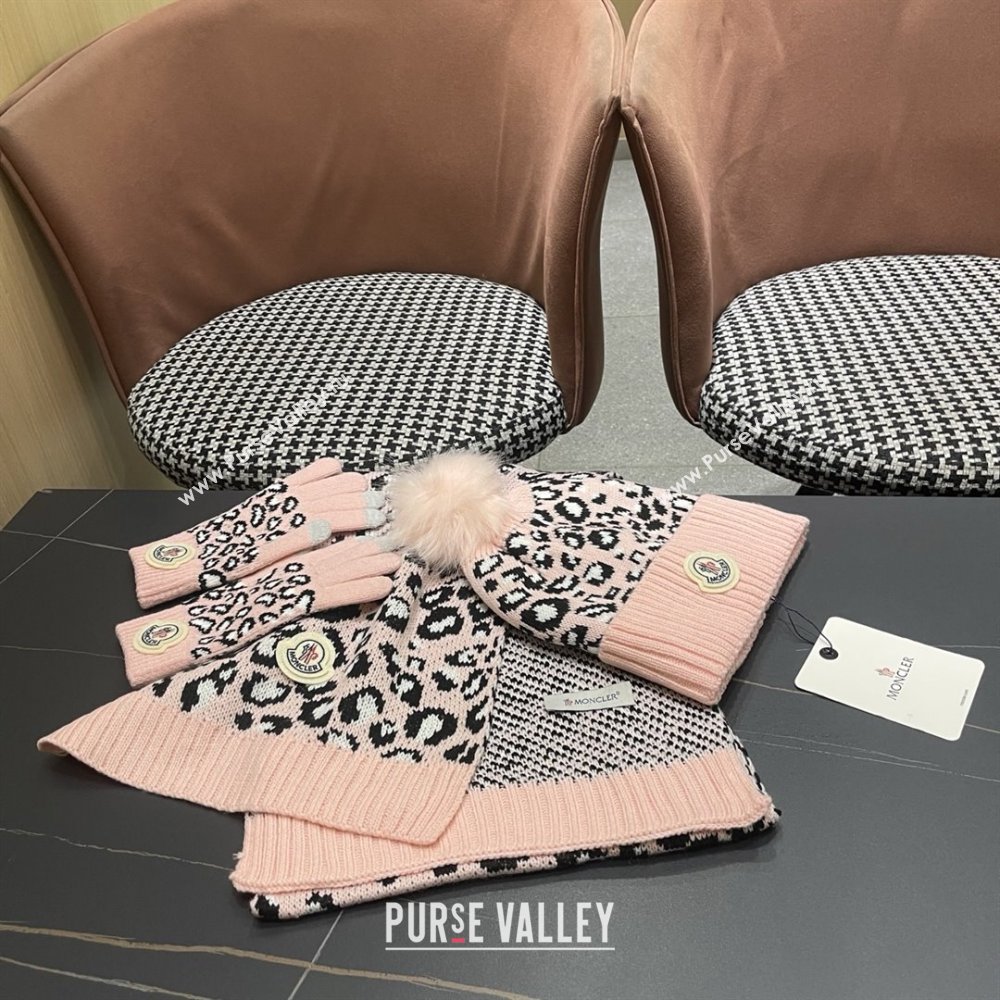 Moncler Wool Hat, Gloves  Scarf M103027 Pink 2025 (A-25103027)