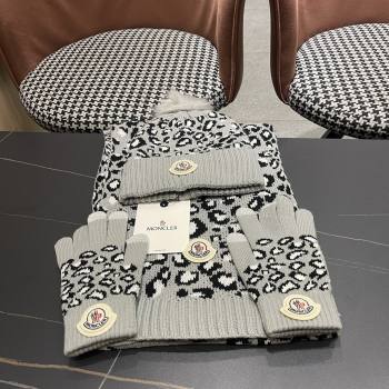 Moncler Wool Hat, Gloves Scarf M103028 Light Grey 2025 (A-25103028)
