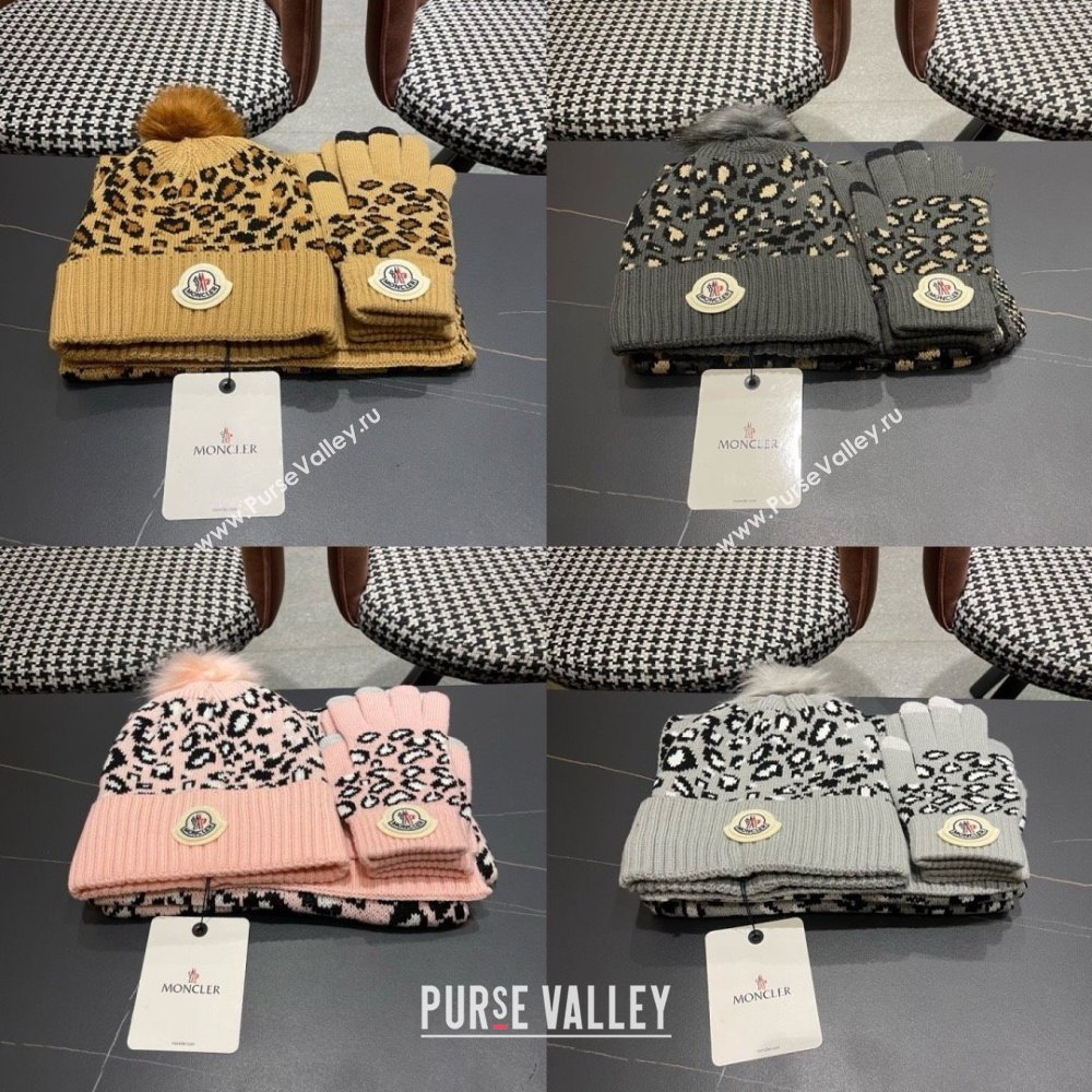 Moncler Wool Hat, Gloves  Scarf M103028 Light Grey 2025 (A-25103028)